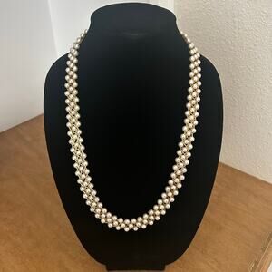 Faux Pearl Gold toned chain Necklace Victorian Regency Avant Garde Art Deco